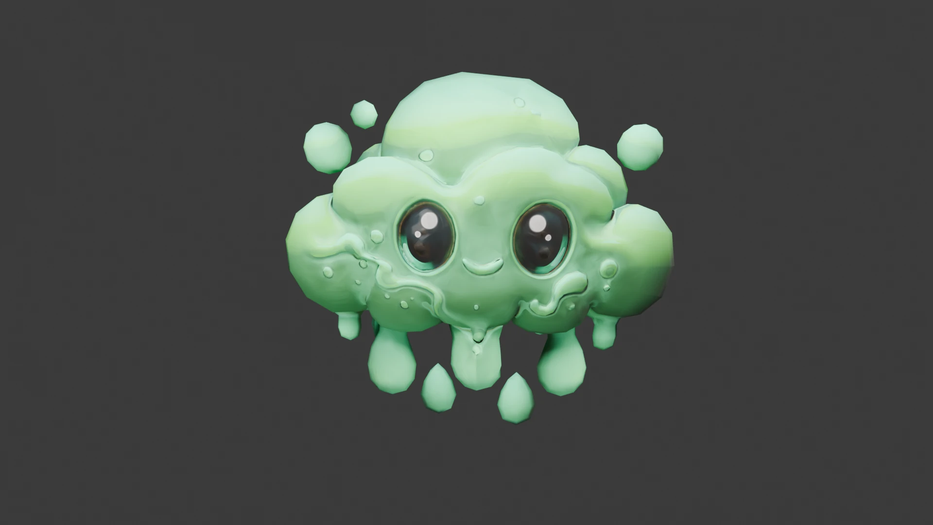 Mint-green smiling cloud creature