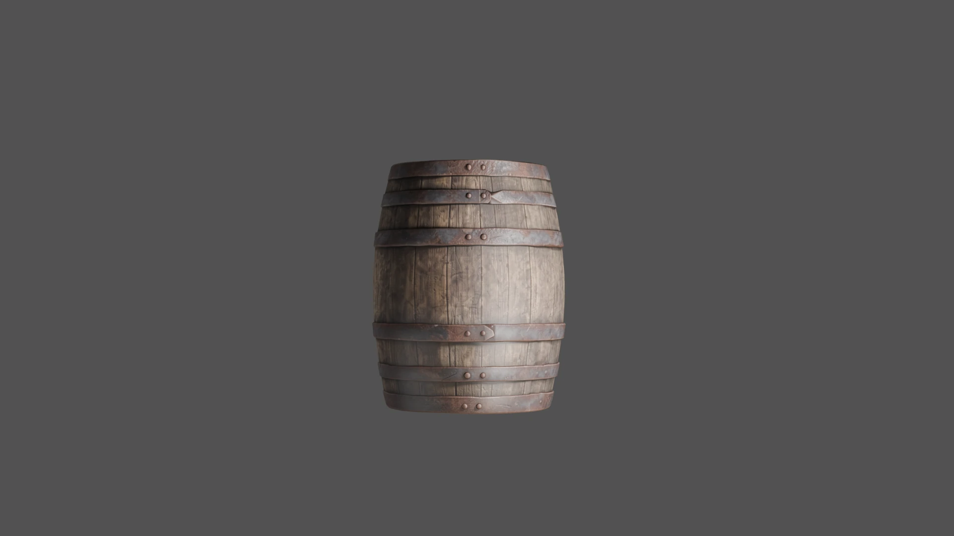 Wooden barrel with metal bands